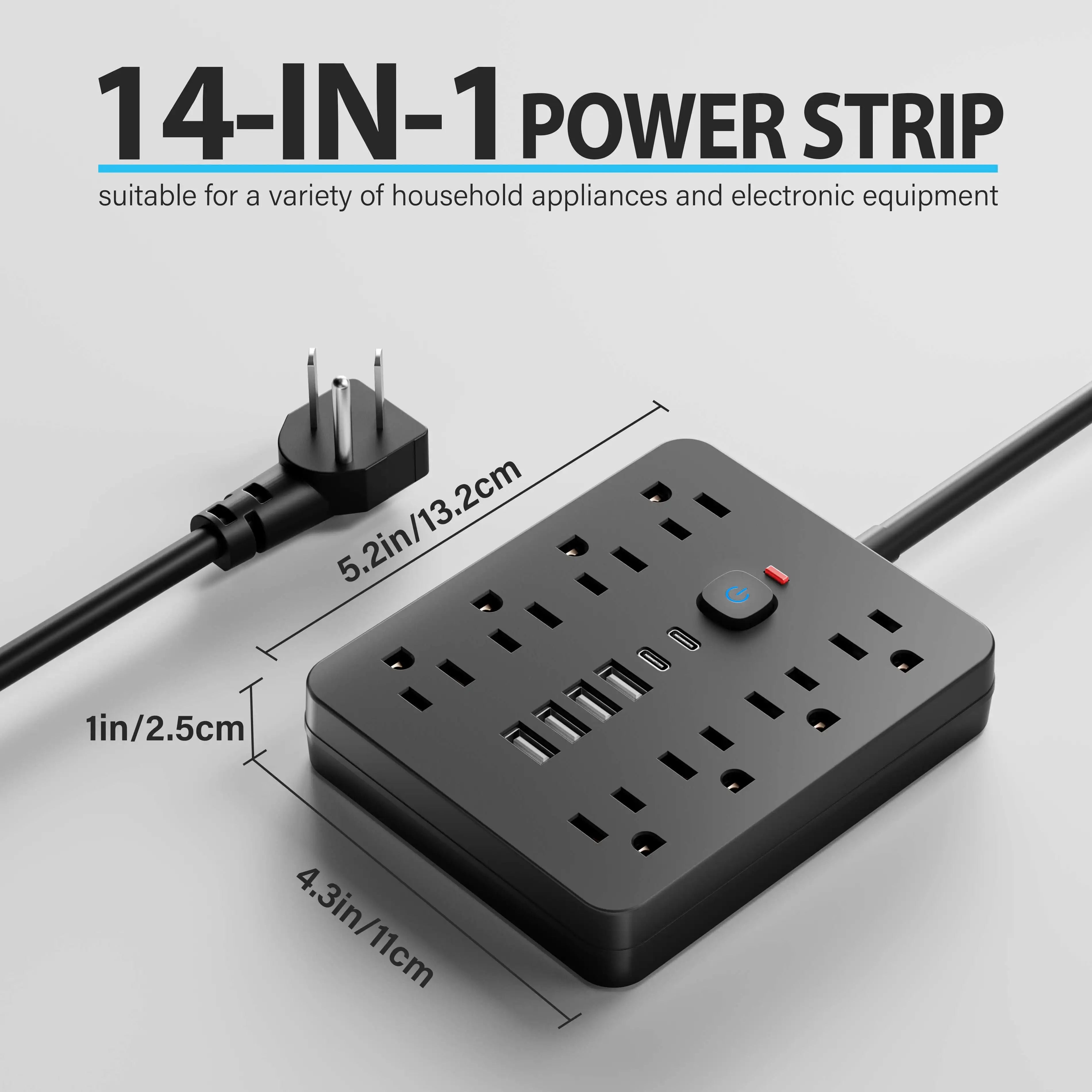 Power Hub | Surge Protector Power Strip with 8 AC Outlets & 4 USB Ports | Safe Charging Solution for Home & Office 3