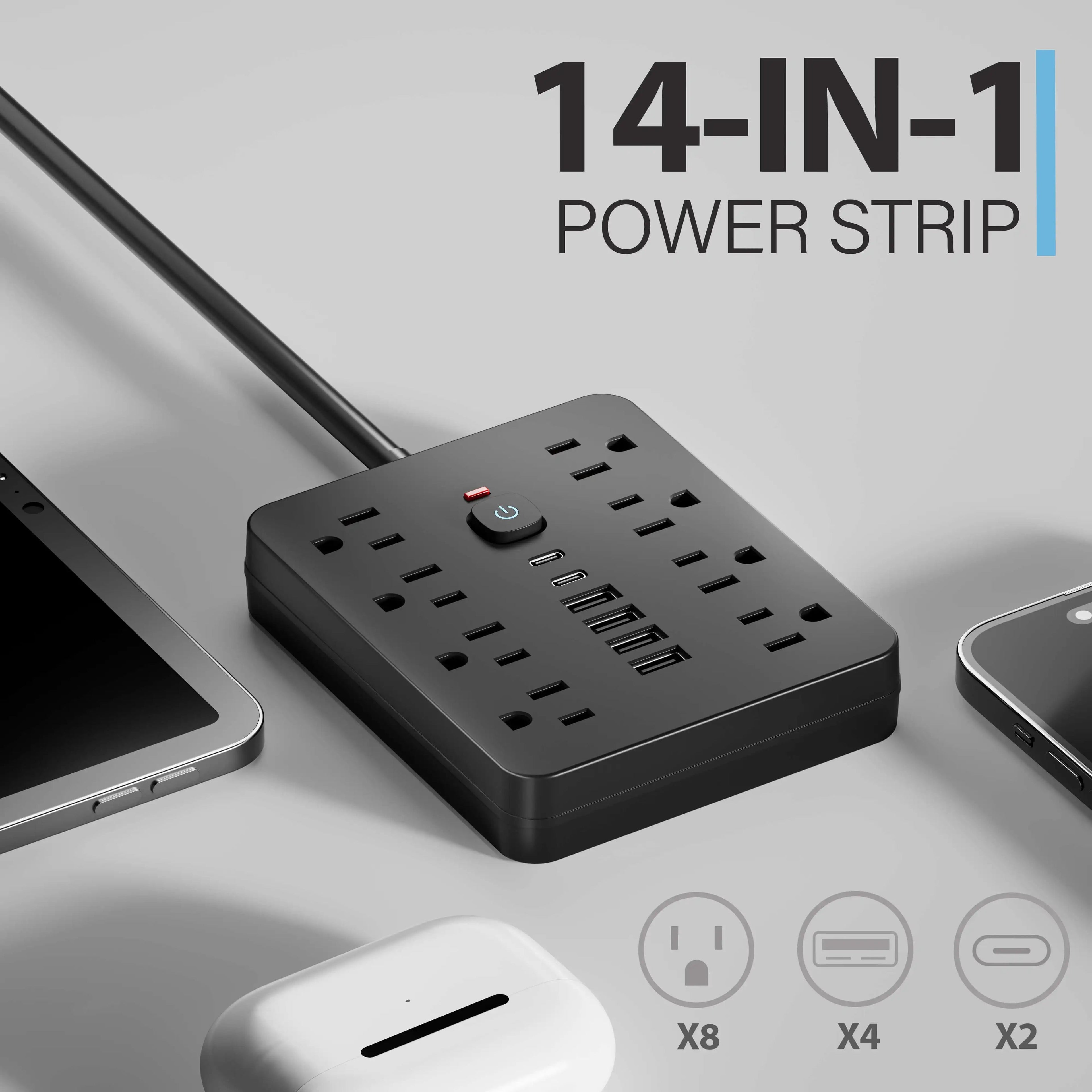 Power Hub | Surge Protector Power Strip with 8 AC Outlets & 4 USB Ports | Safe Charging Solution for Home & Office 4