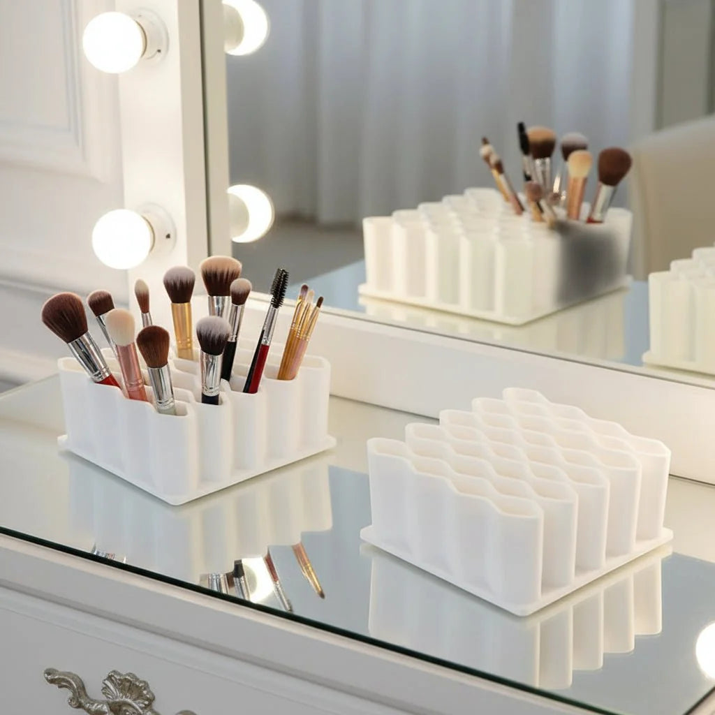 Desk Organiser for Makeup and Skincare, Honeycomb Cosmetic Organiser with Compartments, Desk Tidy and Make Up Storage