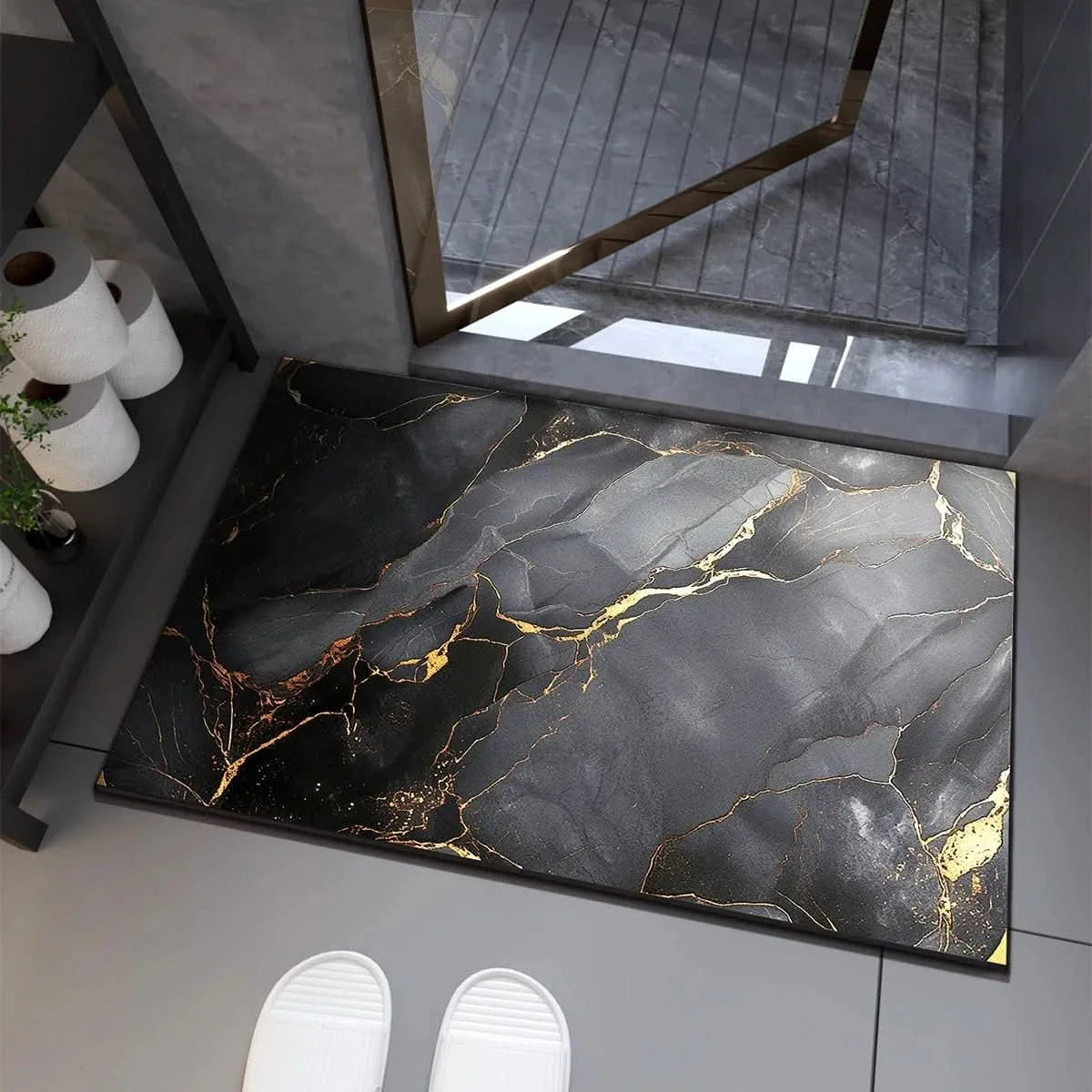 Stone Bath Mats, Quick Drying Diatomite Bath Mat with Non Slip Bottom, Absorbent Bathroom Mat for Shower and Sink