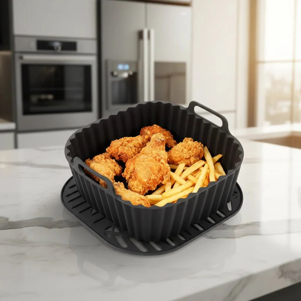 Square Air Fryer Liners 2 Pack, Silicone Air Fryer Liner for Oven, Reusable Oven Liners, Air Fryer Accessories