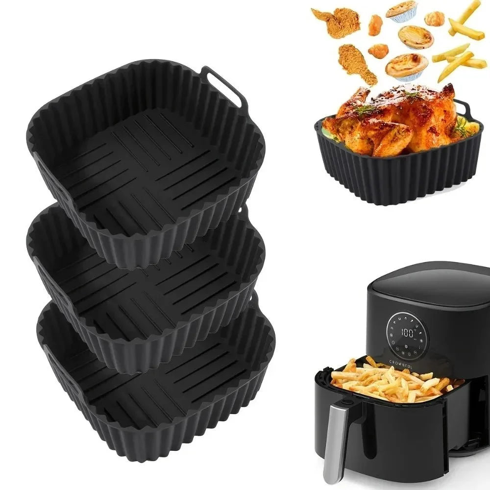 Square Air Fryer Liners 2 Pack, Silicone Air Fryer Liner for Oven