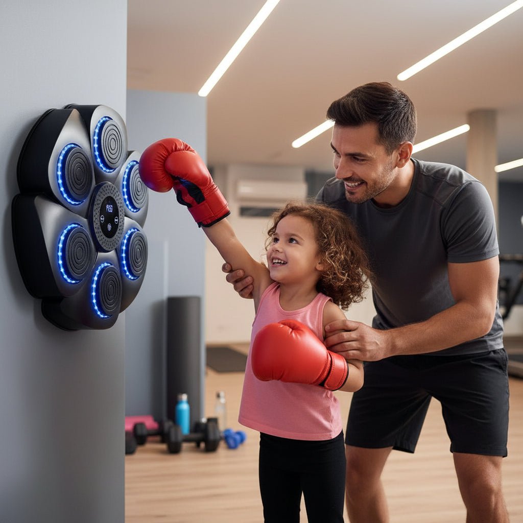Music Boxing Machine with Bluetooth and RGB Lighting, Home Gym Equipment for Reaction Training