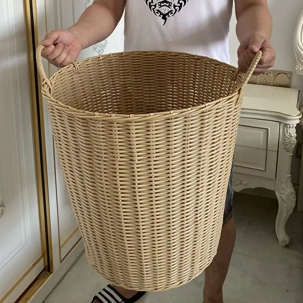 Collapsible Laundry Basket 22 x 24 x 18 cm, Small Washing Basket in Rattan Style