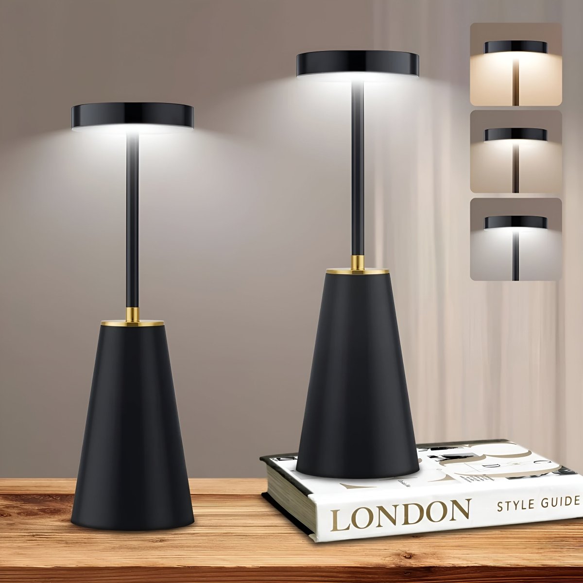 Rechargeable Table Lamps, Cordless Touch Lamp with Warm and Cool Light, Metal Bedside Lamp for Living Room and Bedroom_02