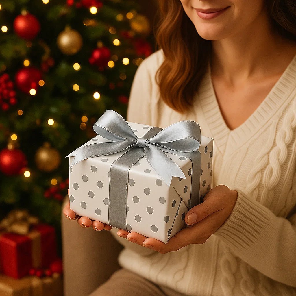 Christmas Wrapping Paper with Satin Ribbon, Recyclable Gift Wrap Set of 3 Sheets 50 x 70 cm, Birthday Wrapping Paper
