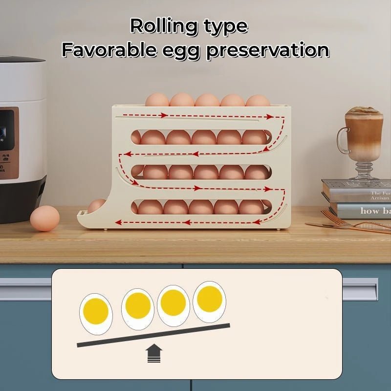Egg Holder for Fridge, Rolling Egg Box for 30 Eggs, Fridge Organiser, Kitchen Storage Box_07