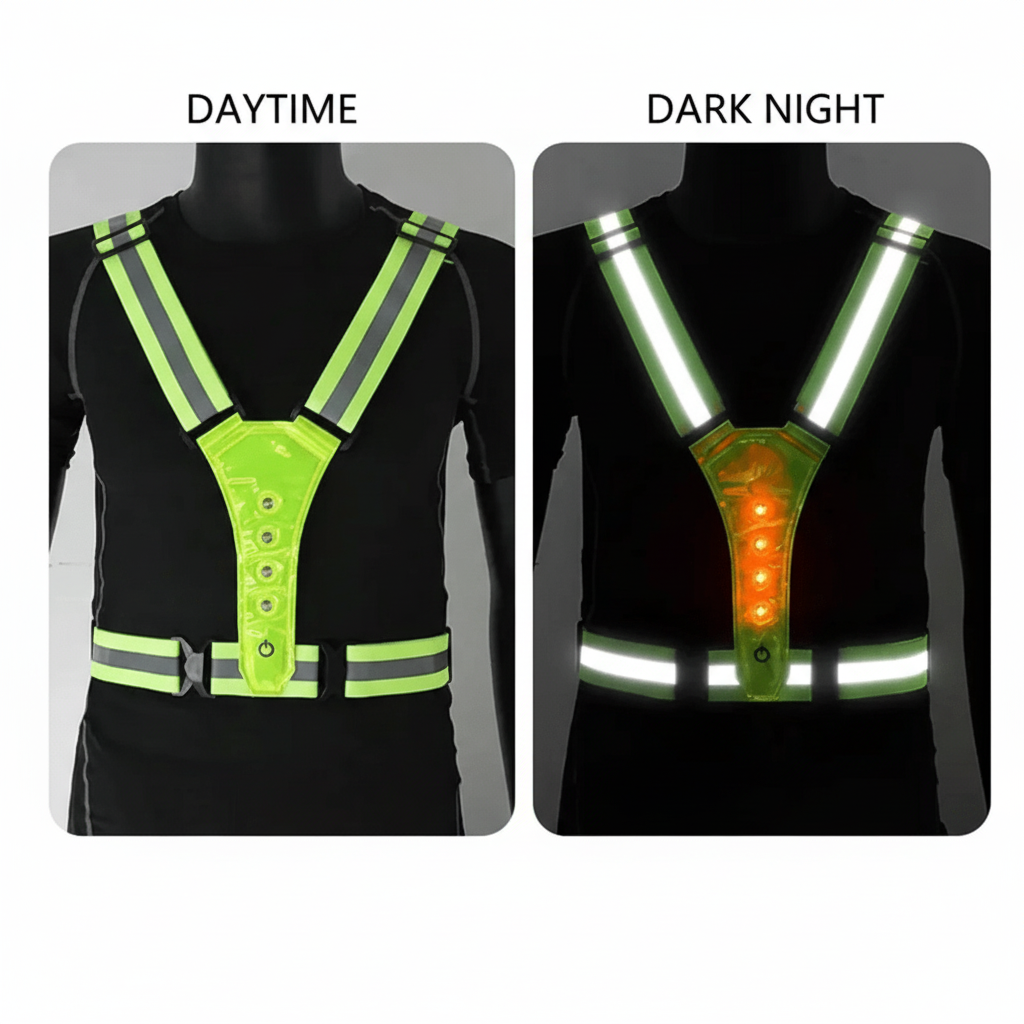 Running Vest with Lights, Reflective Running Gilet for Cycling and Walking, Rechargeable LED Safety Vest with 3 – image 6