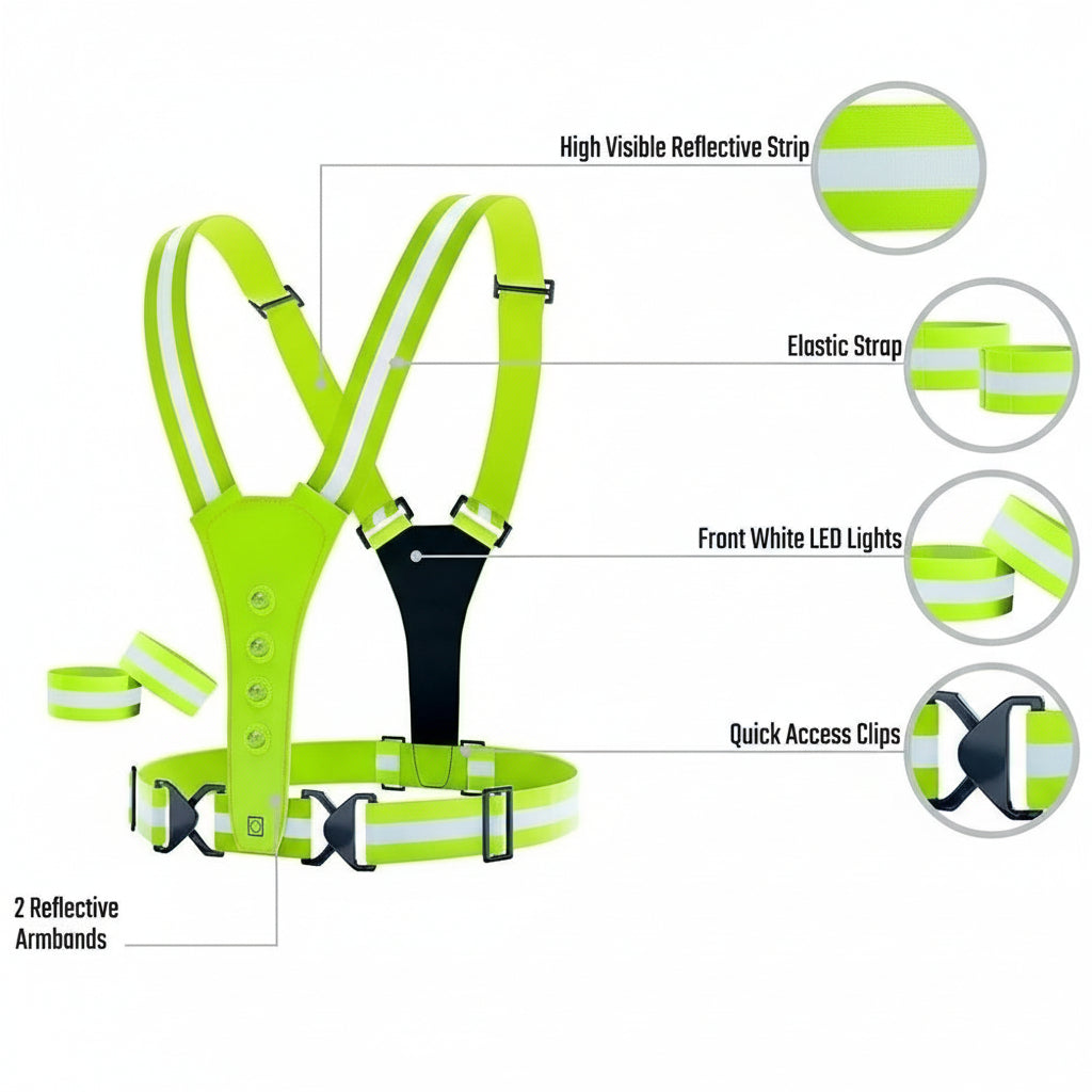 Running Vest with Lights, Rechargeable LED Safety Vest with 3 Modes – image 5