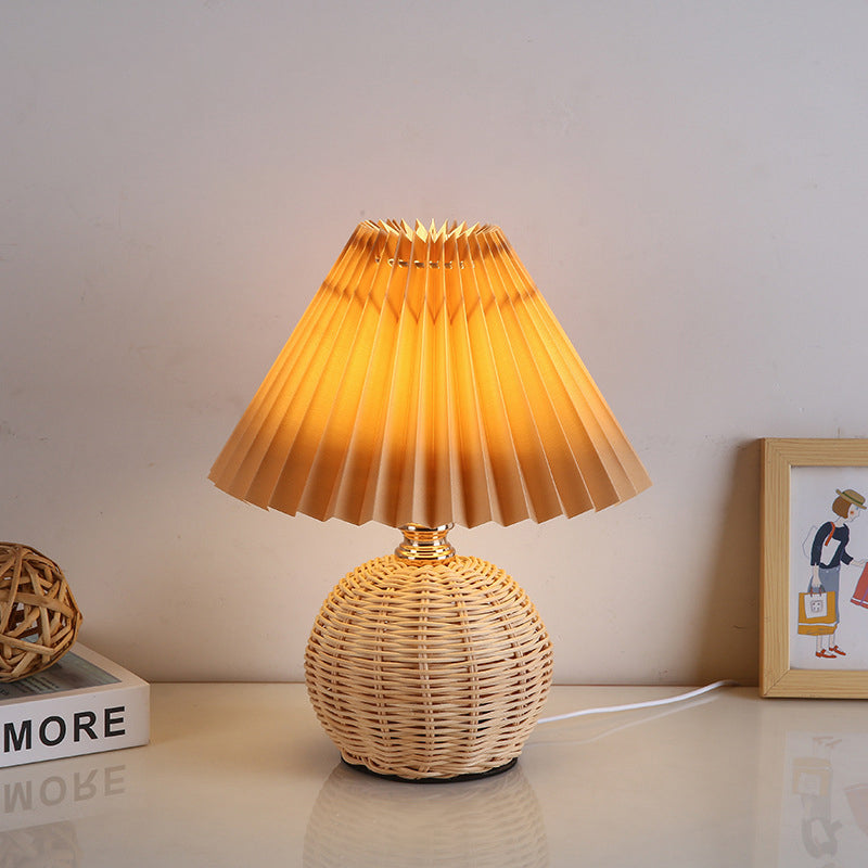RattanGlow | Elegant Natural Rattan USB Table Lamp with Fabric Shade 11