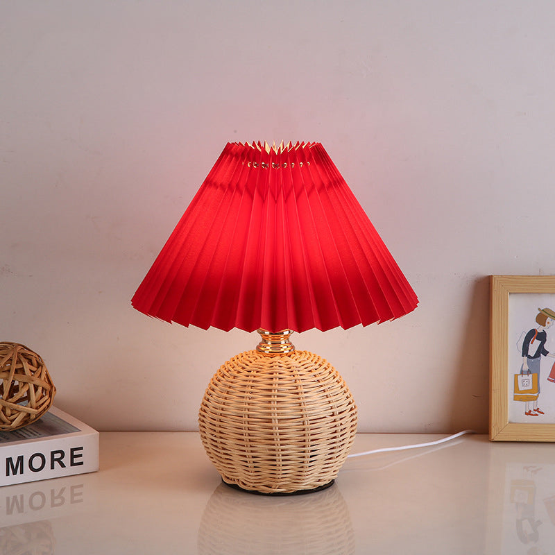 RattanGlow | Elegant Natural Rattan USB Table Lamp with Fabric Shade 3