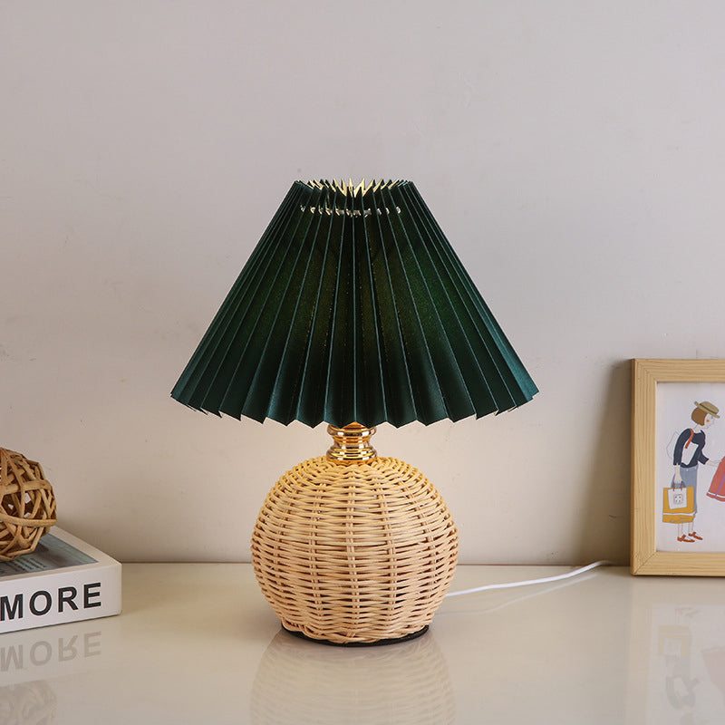 RattanGlow | Elegant Natural Rattan USB Table Lamp with Fabric Shade 6