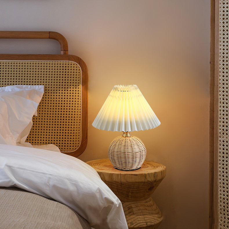 RattanGlow | Elegant Natural Rattan USB Table Lamp with Fabric Shade 7