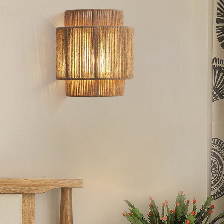 RattanWave | Elegant Handwoven Rattan Wall Sconce Lighting Fixture 4