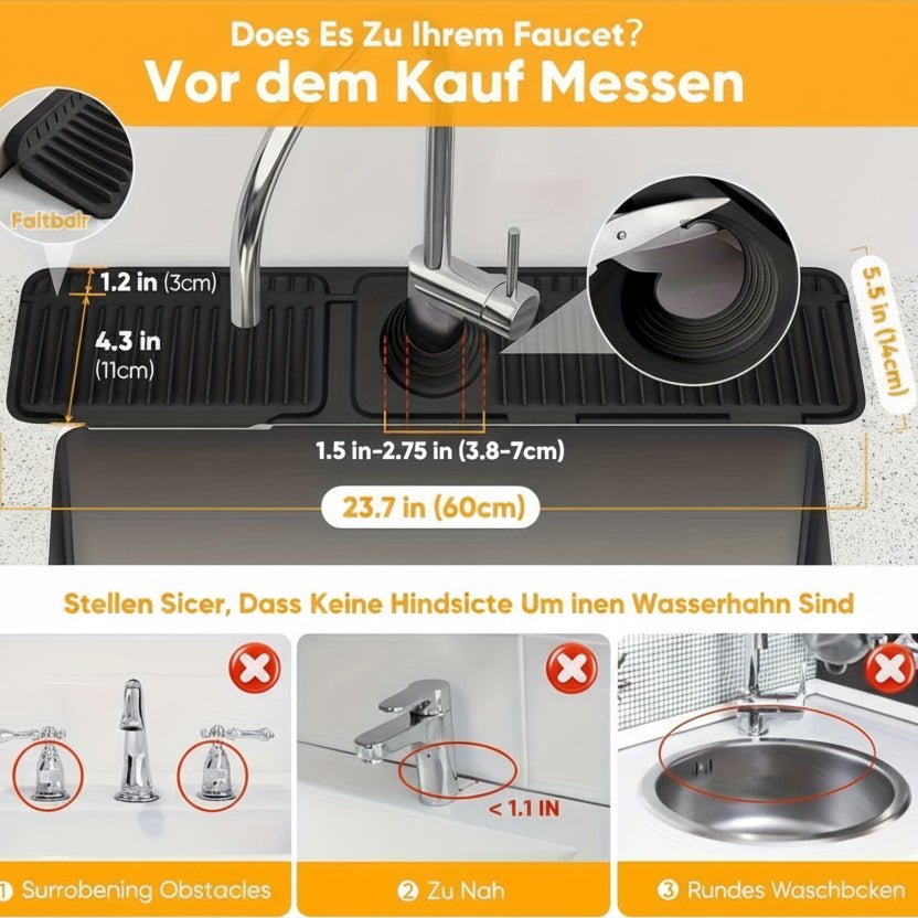 Sink Splash Guard with Quick Drainage, Kitchen Sink Mat with Drain Grooves – image 4