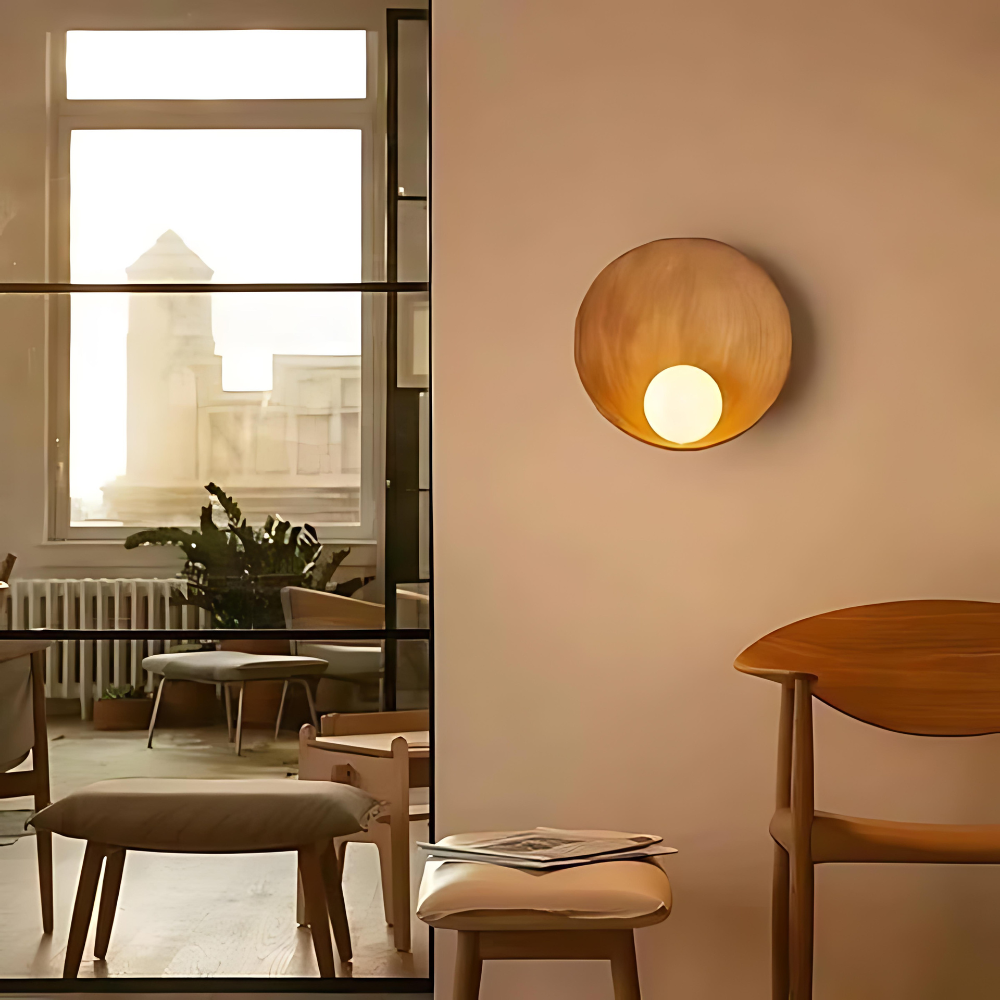 ResinGlow | Stylish Modern Japandi Wall Sconce with Frosted Shade