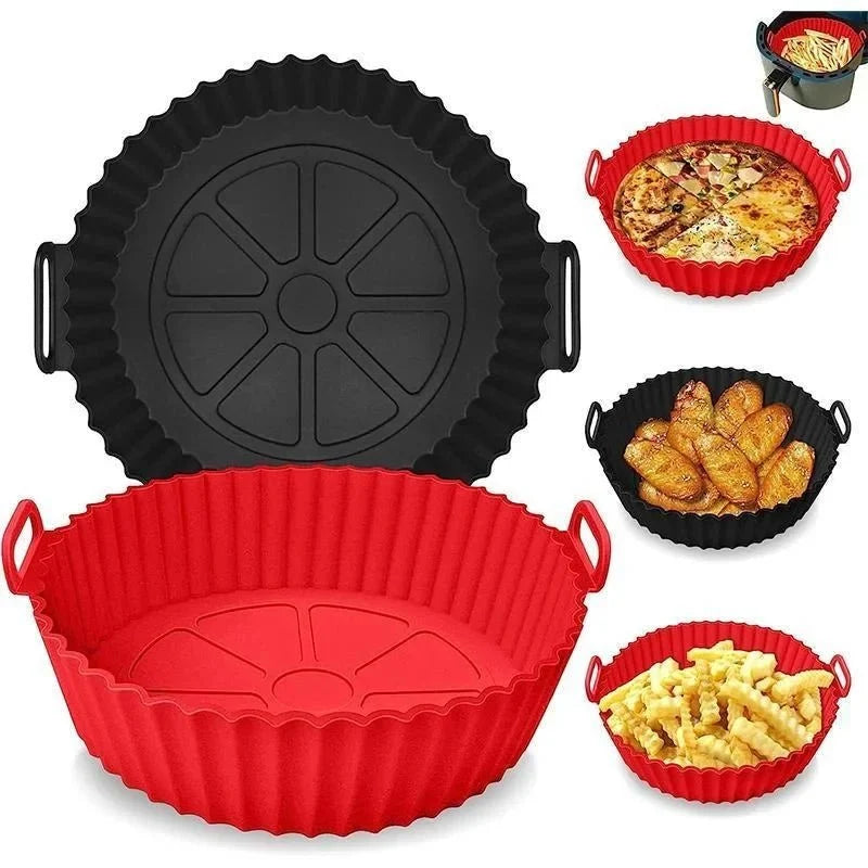 Silicone Air Fryer Liner with Handles, Reusable Air Fryer Insert with Raised Grid, Air Fryer Accessories for Oven_01