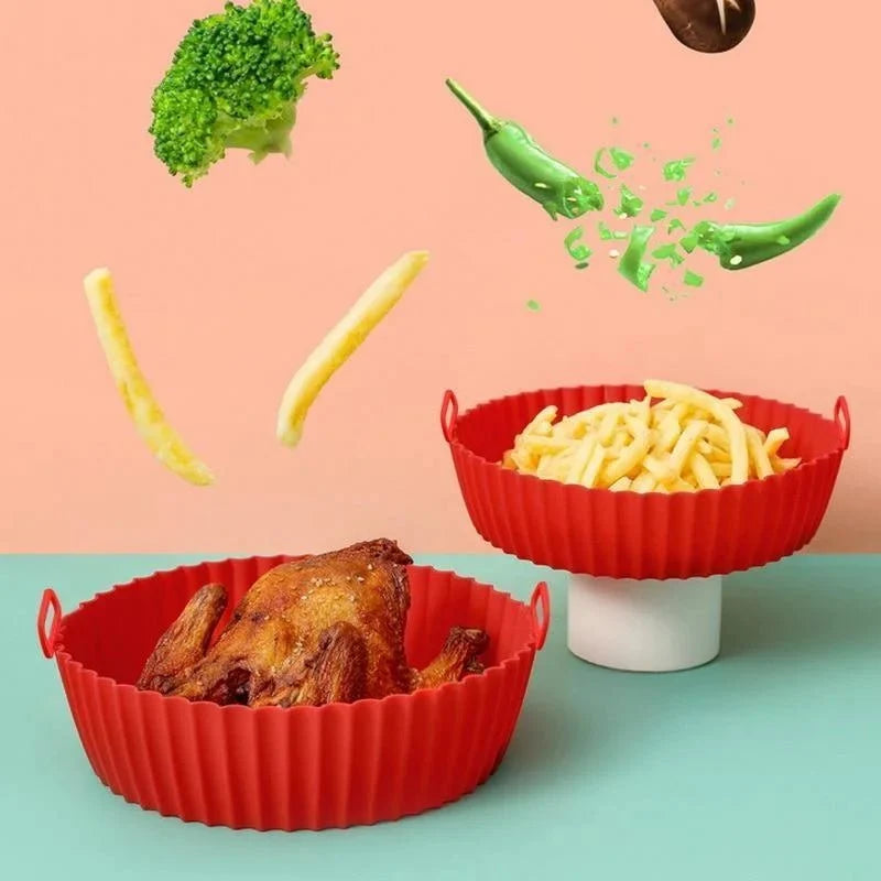 Silicone Air Fryer Liner with Handles, Reusable Air Fryer Insert with Raised Grid, Air Fryer Accessories for Oven_02