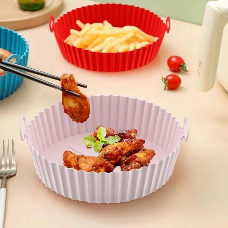 Silicone Air Fryer Liner with Handles, Reusable Air Fryer Insert with Raised Grid, Air Fryer Accessories for Oven_04