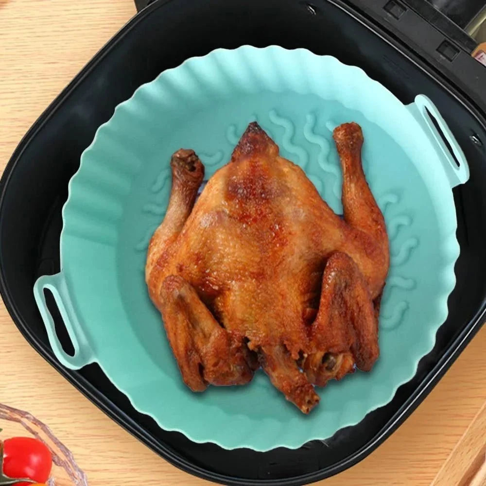 Silicone Air Fryer Liner with Handles, Reusable Air Fryer Insert with Raised Grid, Air Fryer Accessories for Oven_05