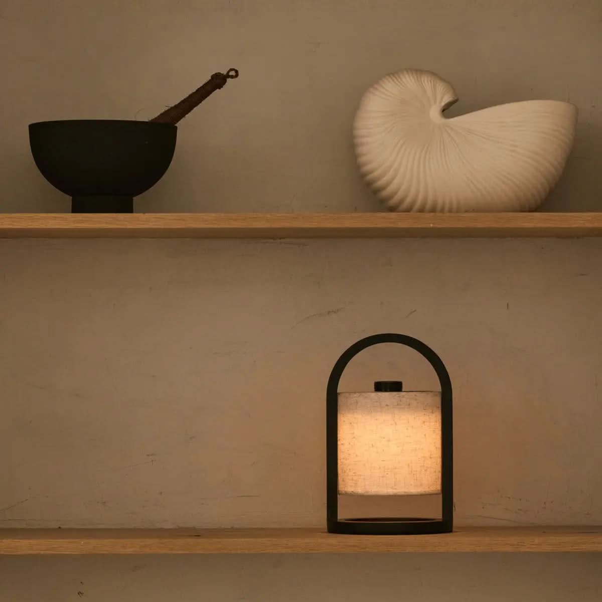 Rechargeable Table Lamps, Cordless Bedside Lamps, Wooden LED Lamp with Shade and 3 Colour Temperatures