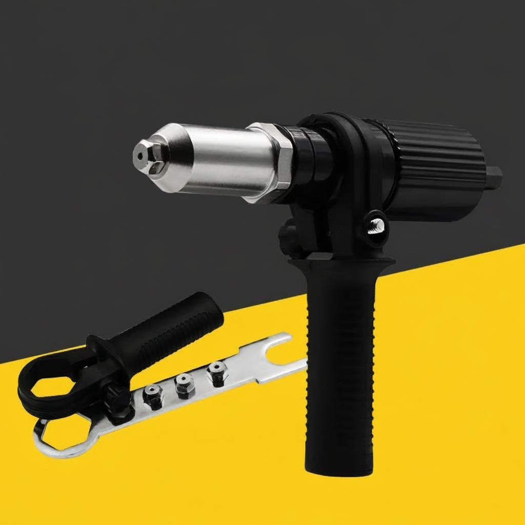 Rivet Tool Kit | Electric Drill Adapter with Interchangeable Nozzles | Versatile Fastening Solution for Home Repairs