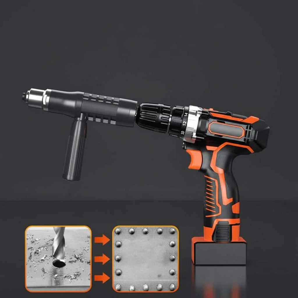 Rivet Tool Kit | Electric Drill Adapter with Interchangeable Nozzles | Versatile Fastening Solution for Home Repairs 3