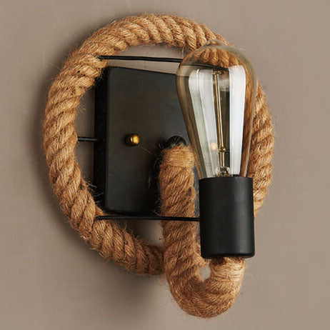 RopeCraft | Rustic Elegant Round Wall Sconce Light Fixture for Ambient Glow 0