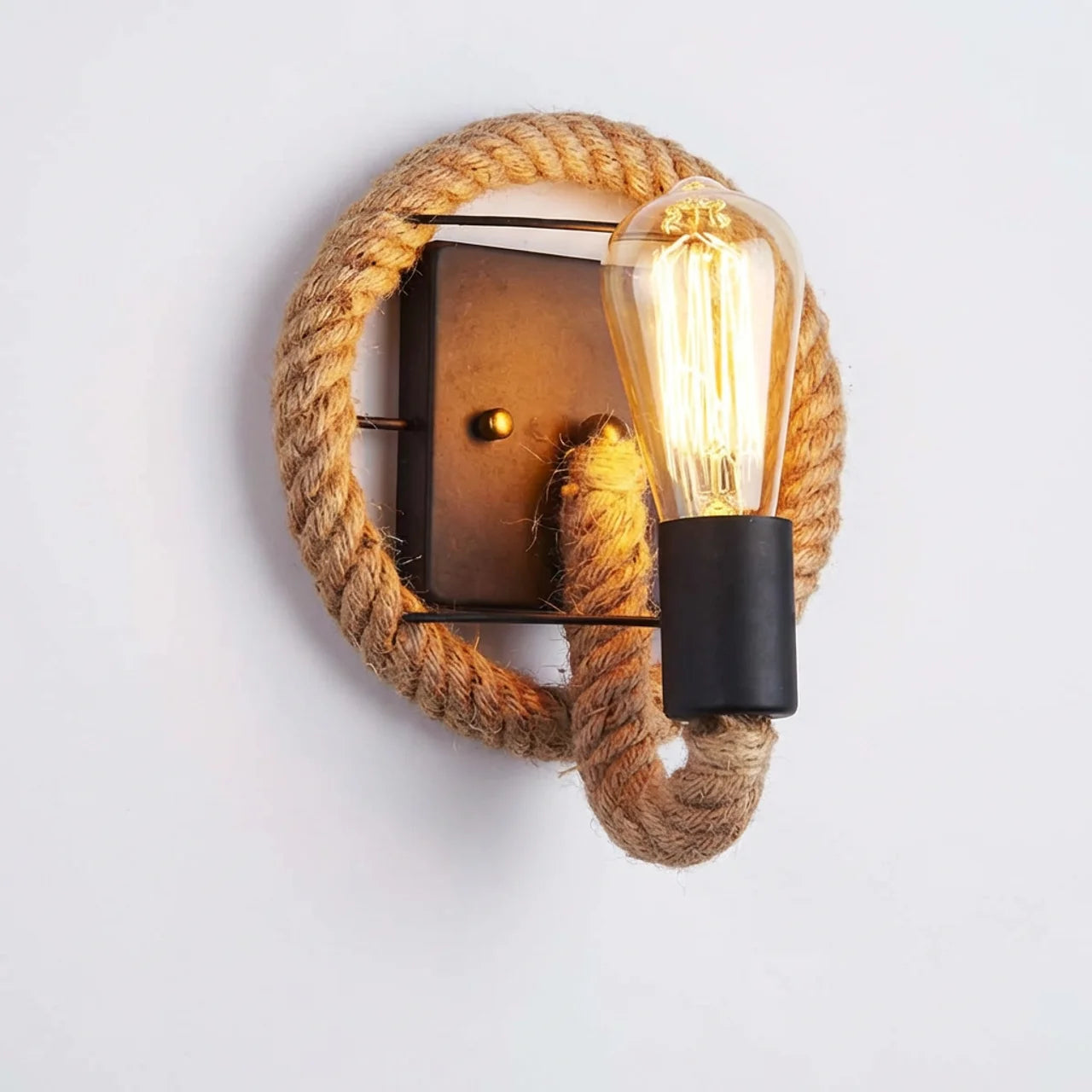 RopeCraft | Rustic Elegant Round Wall Sconce Light Fixture for Ambient Glow