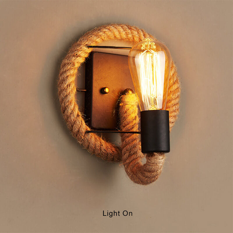 RopeCraft | Rustic Elegant Round Wall Sconce Light Fixture for Ambient Glow 2