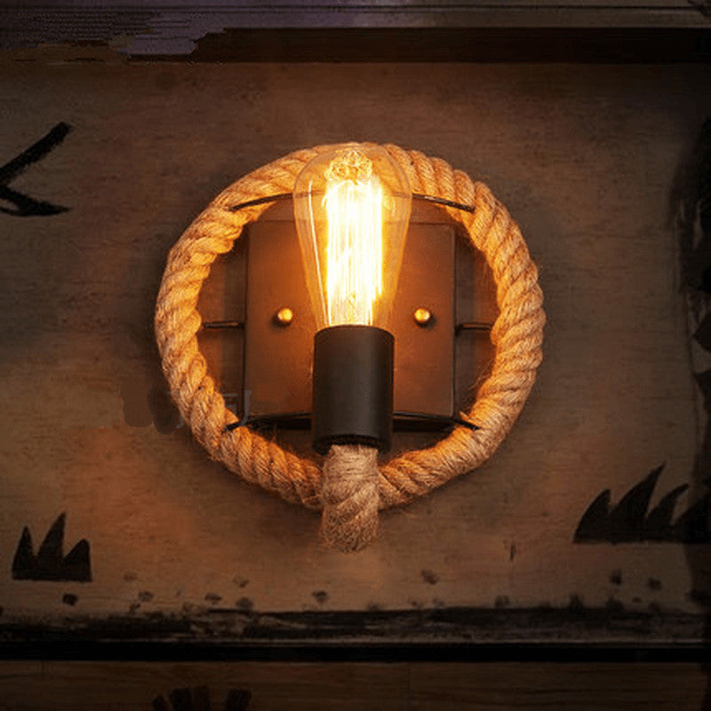 RopeCraft | Rustic Elegant Round Wall Sconce Light Fixture for Ambient Glow 3