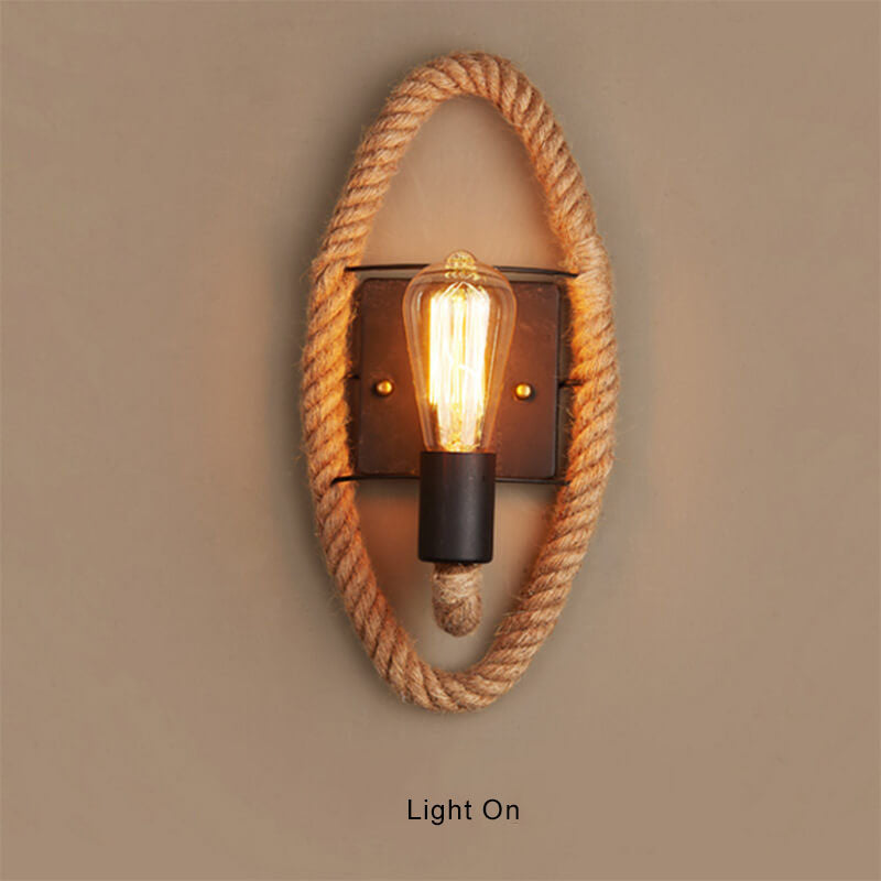 RopeCraft | Rustic Elegant Round Wall Sconce Light Fixture for Ambient Glow 5