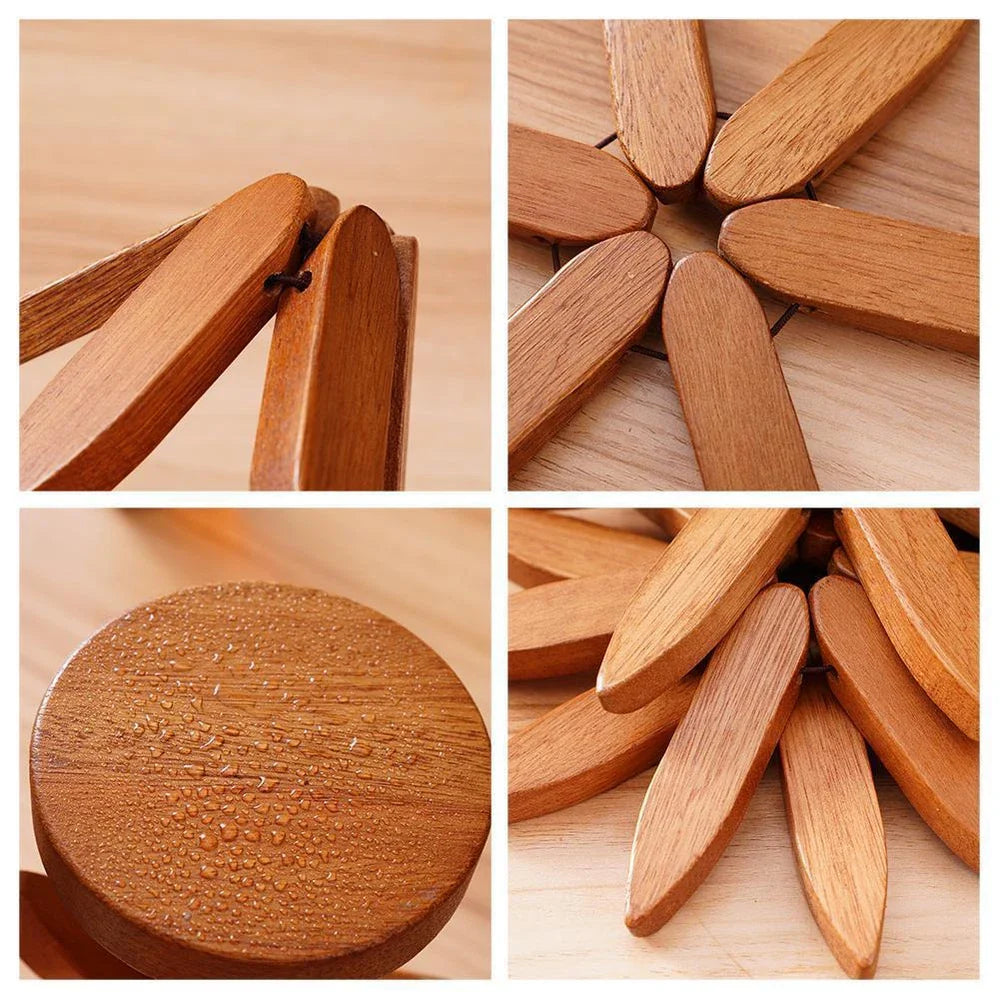Rustic Wooden Trivet for Hot Pans with Surface Protection | Natural Hardwood Design for Safe Dining 5