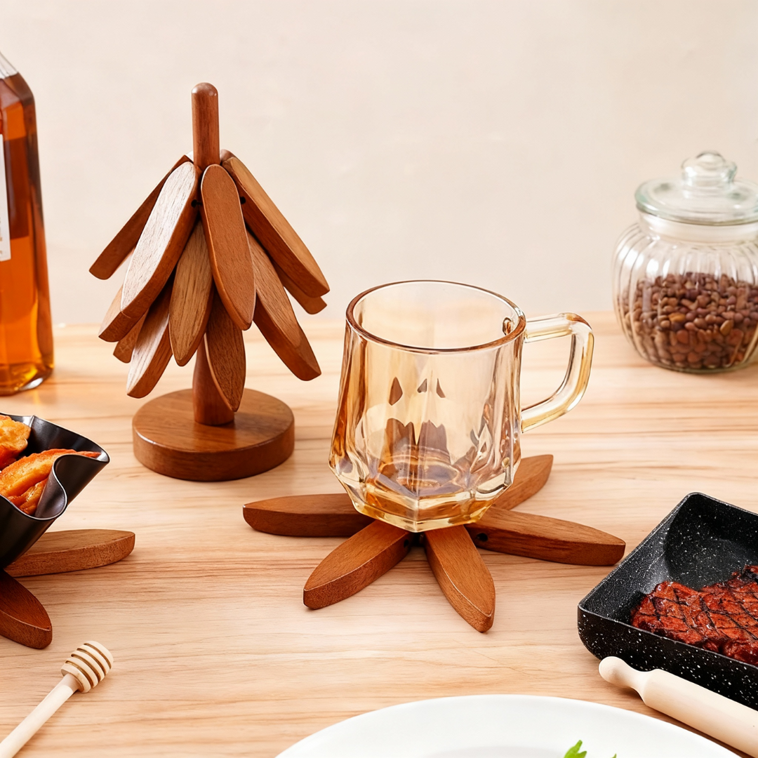 Rustic Wooden Trivet for Hot Pans with Surface Protection | Natural Hardwood Design for Safe Dining 6