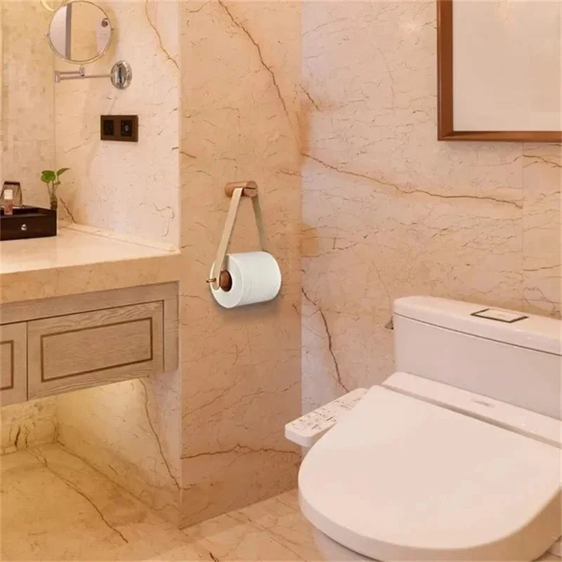 Vintage Toilet Roll Holder, Rustic Wooden Toilet Paper Holder Wall Mounted, Loo Roll Holder for Bathroom