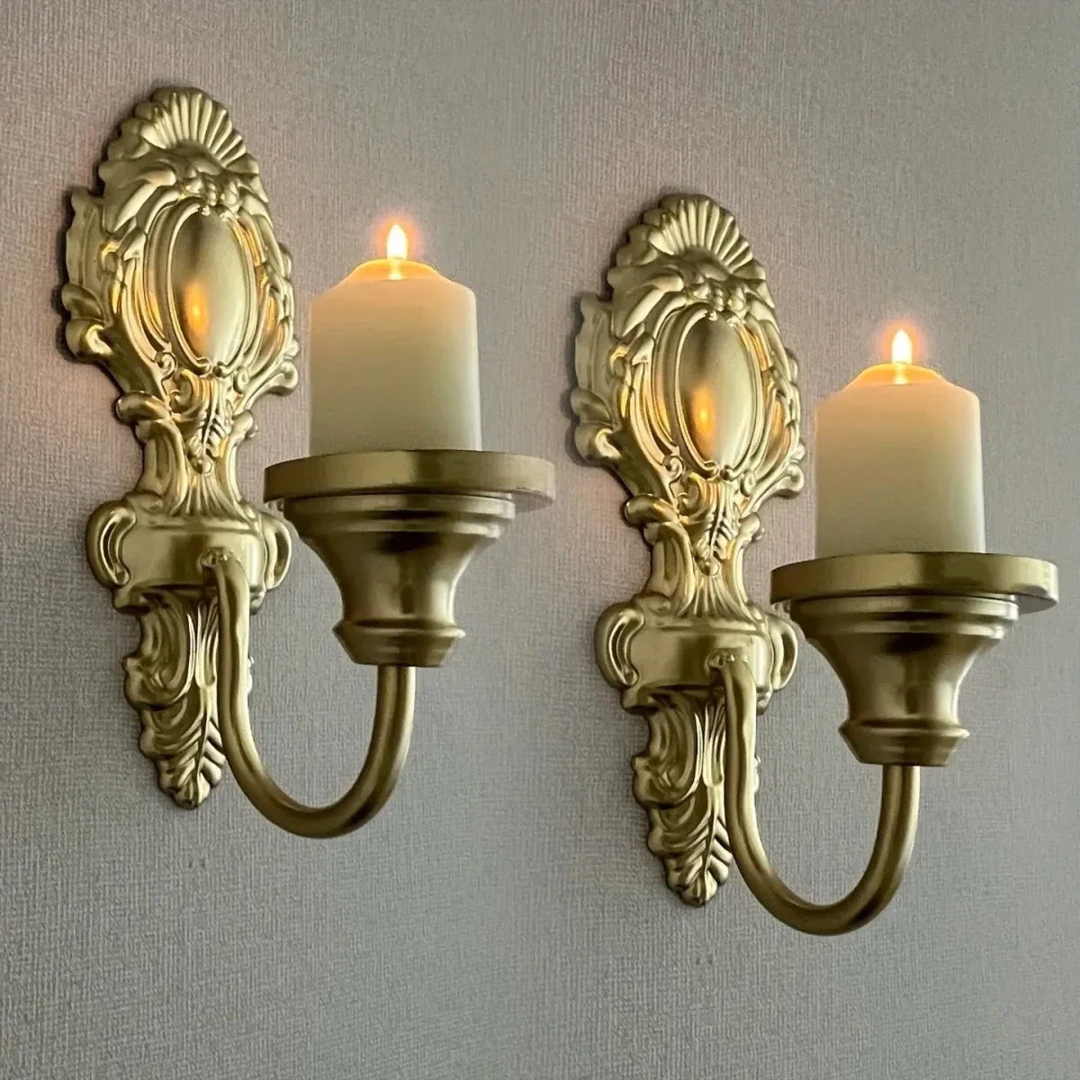 Wall Candle Holders Set of 2, Wrought Iron Candle Wall Sconce, Metal Wall Decor for Living Room, Home Decoration