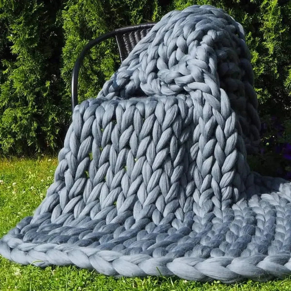 Chunky Knit Throw Blanket, Handmade Minky Sofa Throw and Bed Throw, Soft Sofa Blanket for Cosy Living Room and Bedroom