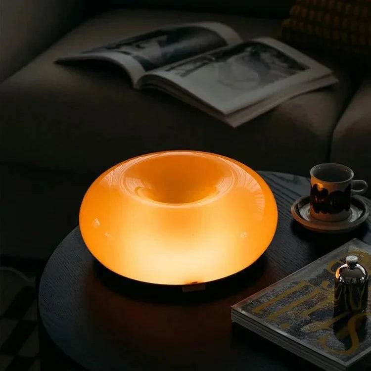 LED Wall Light, Glass Table Lamp, Dimmable Touch Lamp with 3 Light Colours, Donut Lamp in Orange or White_06
