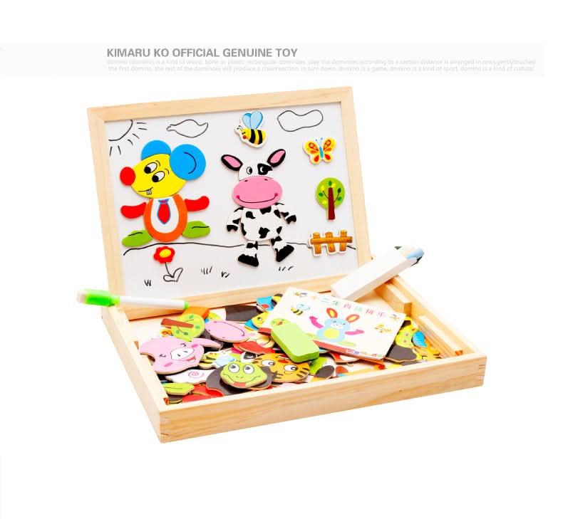 Magnetic Board for Kids, Drawing Board with Magnetic Cards, 3D Wooden Puzzle and Magnetic Game, Wooden Toys for Travel_23
