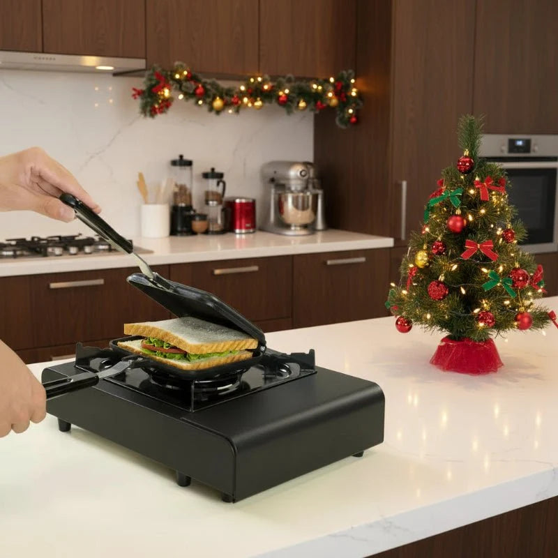 Double Sided Non Stick Frying Pan, Hob Toastie Maker, Sandwich Toaster, Panini Press, Camping Pan for Toast and Eggs_00