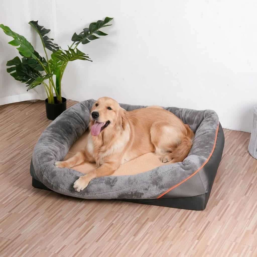 Dog Beds Large, Orthopaedic Memory Foam Dog Bed with Pillow, Waterproof Dog Bed for Large Dogs