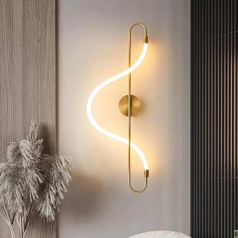 LED Wall Light Gold, Modern Wall Light for Living Room, Aluminium Wall Lighting for Bedroom and Hallway, 110 cm