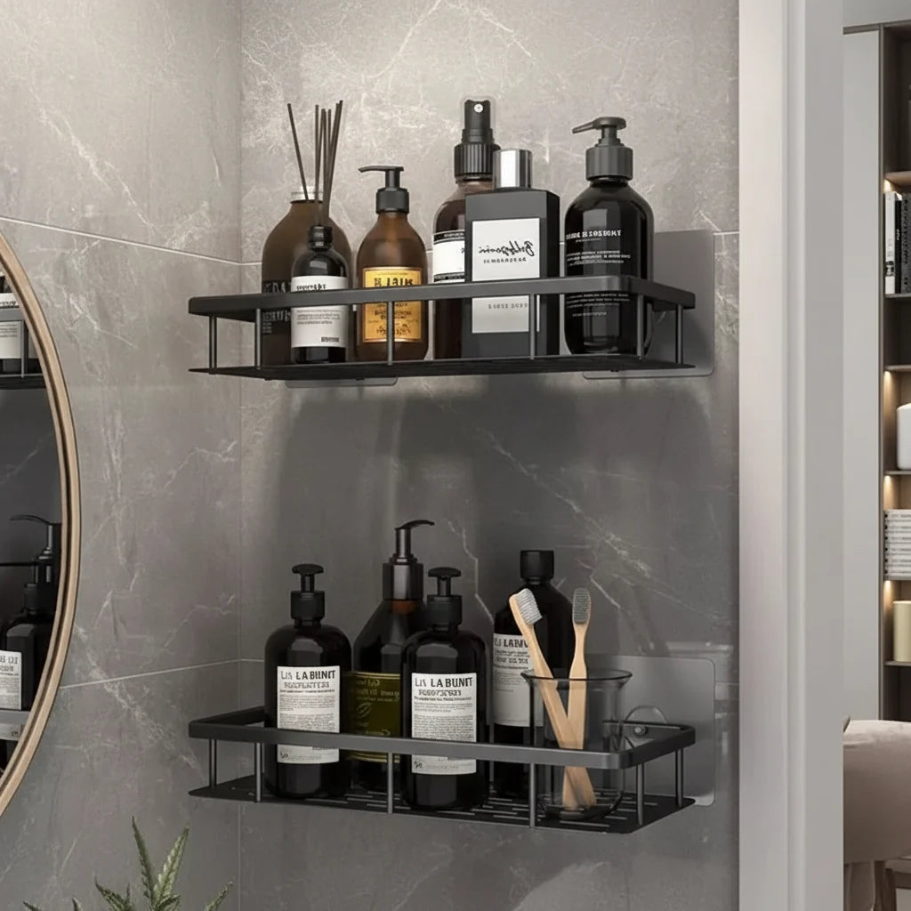 Bathroom Wall Shelf, No Drill Bathroom Shelves, Self Adhesive Stainless Steel Shelf for Shampoo and Soap_02