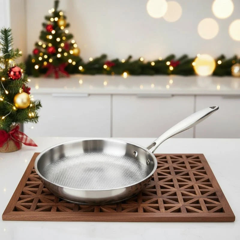 Stainless Steel Wok for Induction Hob, Chinese Wok Pan, Uncoated Stainless Steel Pan, Induction Pan 22-30 cm