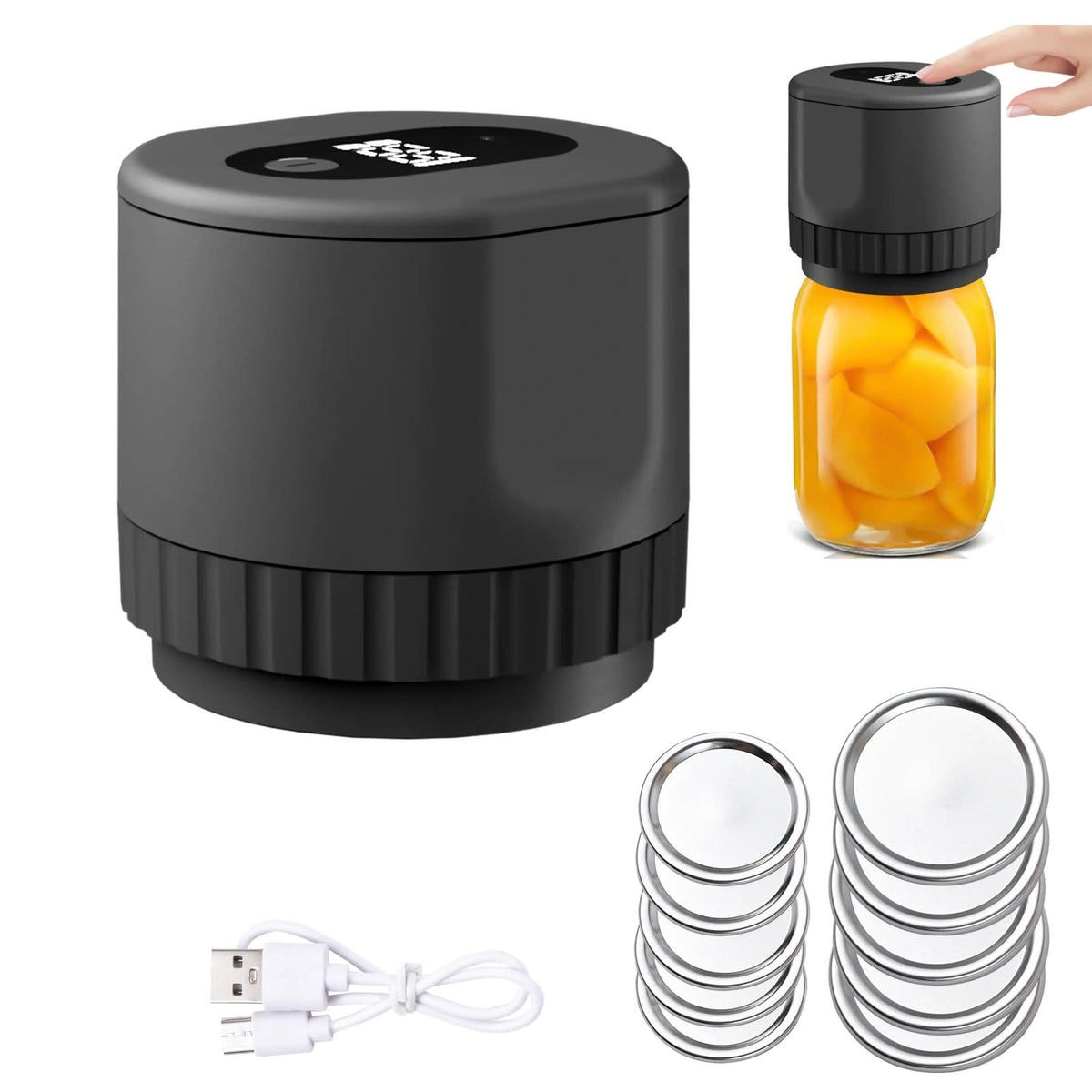 Vacuum Sealer for Jars, Portable Food Vacuum Sealer Rechargeable, Electric Vacuum Sealing Machine for Bottles and Cans_03