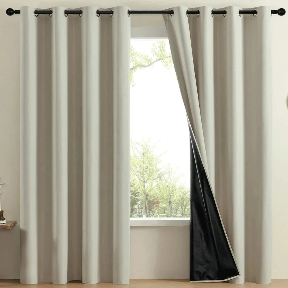 Blackout Curtains Modern Minimalist, Slot Top Curtains with Rod Pocket, Thick Curtains for Light Blocking and Privacy