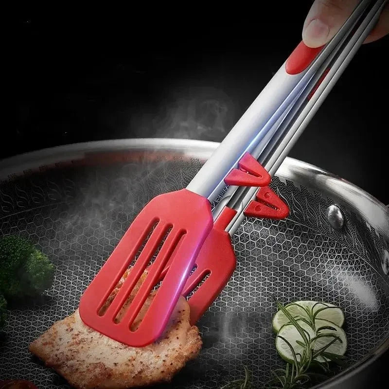 Barbecue Tongs with Silicone Tips in Stainless Steel, Cooking Tongs Heat Resistant, BBQ Accessories, Kitchen Accessories