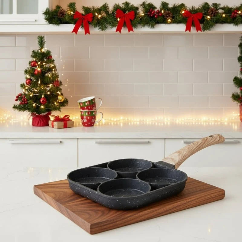 Non Stick Frying Pan with 4 Holes, Pancake Pan for Induction Hob, Omelette Pan for Eggs and Burgers