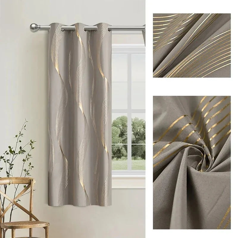Blackout Curtains with Eyelets, Patterned Curtains in Marble and Wave Print for Living Room, Bedroom Curtains_06