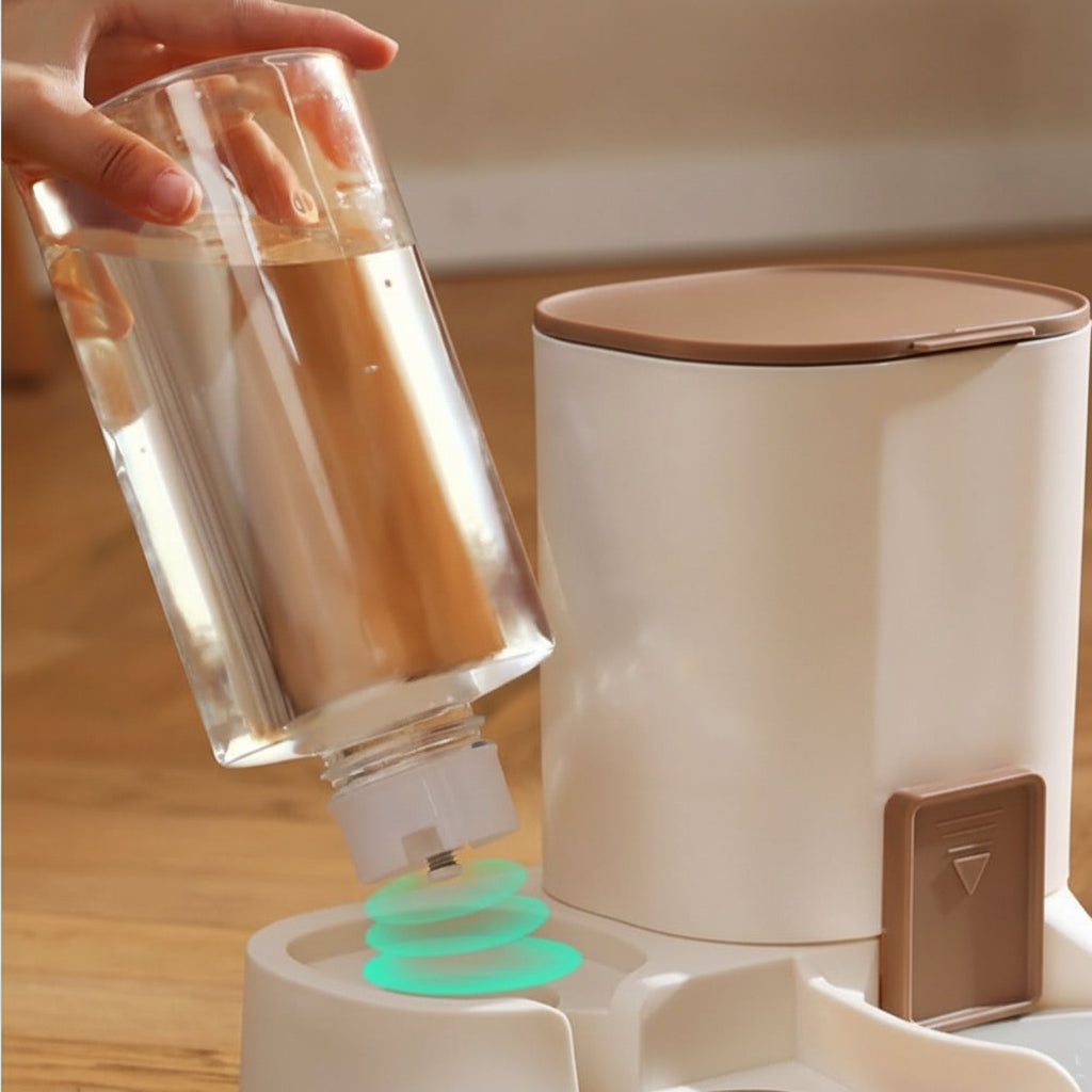Cat Food Dispenser 2 in 1 with Water Dispenser, Automatic Cat Feeder in Ceramic, Automatic Pet Feeder for Cats and Dogs_04